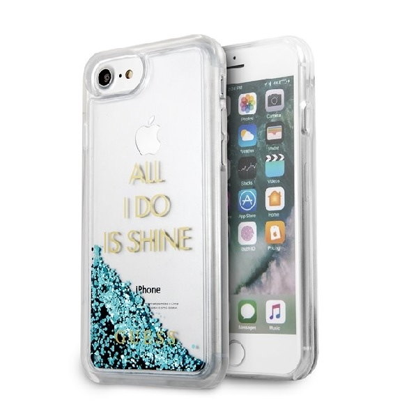 Guess GUHCP7GLUQBL iPhone 6/7/8 / SE 2020 / SE 2022 sininen / sininen kova kotelo Liquid Glitter Party
