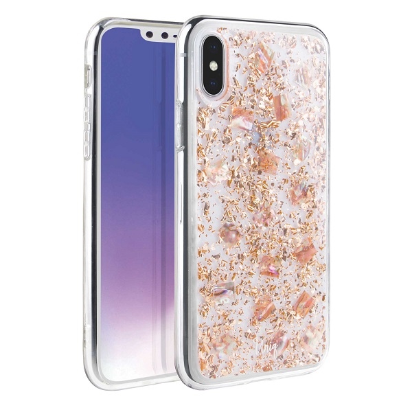 Uniq Lumence Clear kotelo iPhone Xs Max - vaaleanpunainen ja kultainen
