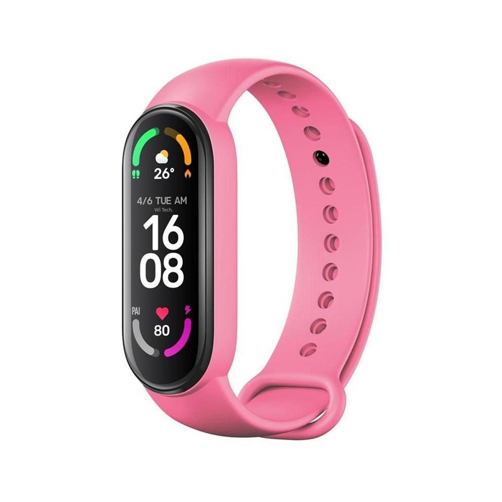 Silikoninen hihna Xiaomi Mi Band 5 / 6 / 7:lle vaaleanpunainen (06)