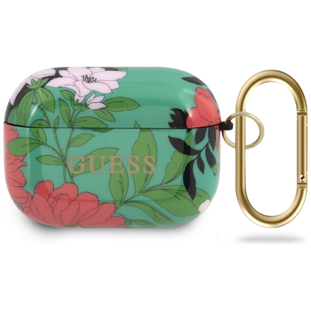 Guess GUACAPTPUBKFL01 AirPods Pro -suojus vihreä/vihreä N.1 Flower Collection -mallisto
