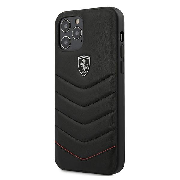 Ferrari FEHQUHCP12LBK iPhone 12 Pro Max 6.7" musta/musta kovakotelo Off Track Quilted