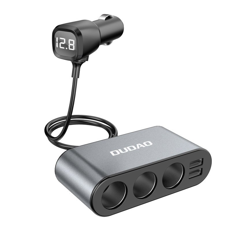 Dudao autolaturi 2x USB / 3x tupakansytyttimen jakaja musta (R1Pro black)