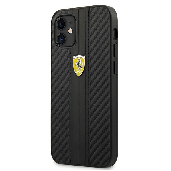 Ferrari FESNECHCP12SBK iPhone 12 mini 5.4" musta/musta kovakotelo On Track PU Hiili