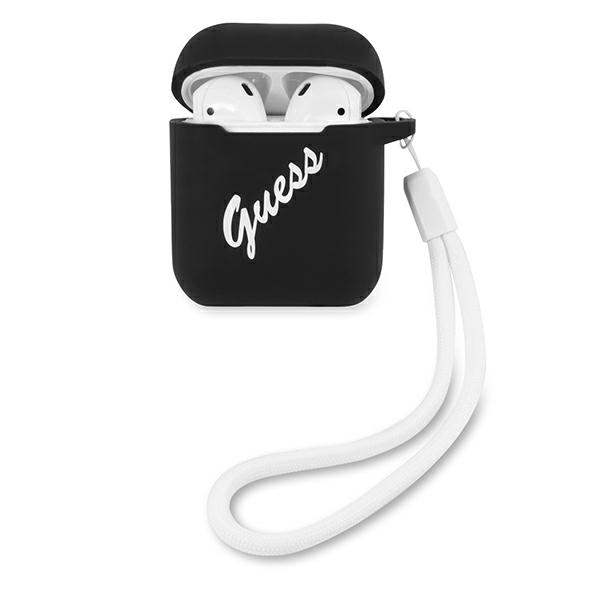 Guess GUACA2LSVSBW AirPods suojus musta/valkoinen silikoni vuosikerta silikoni