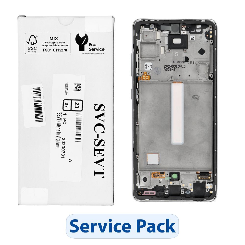ServicePack LCD-näyttö SAMSUNG A52S 5G A528B GH82-26861D valkoinen