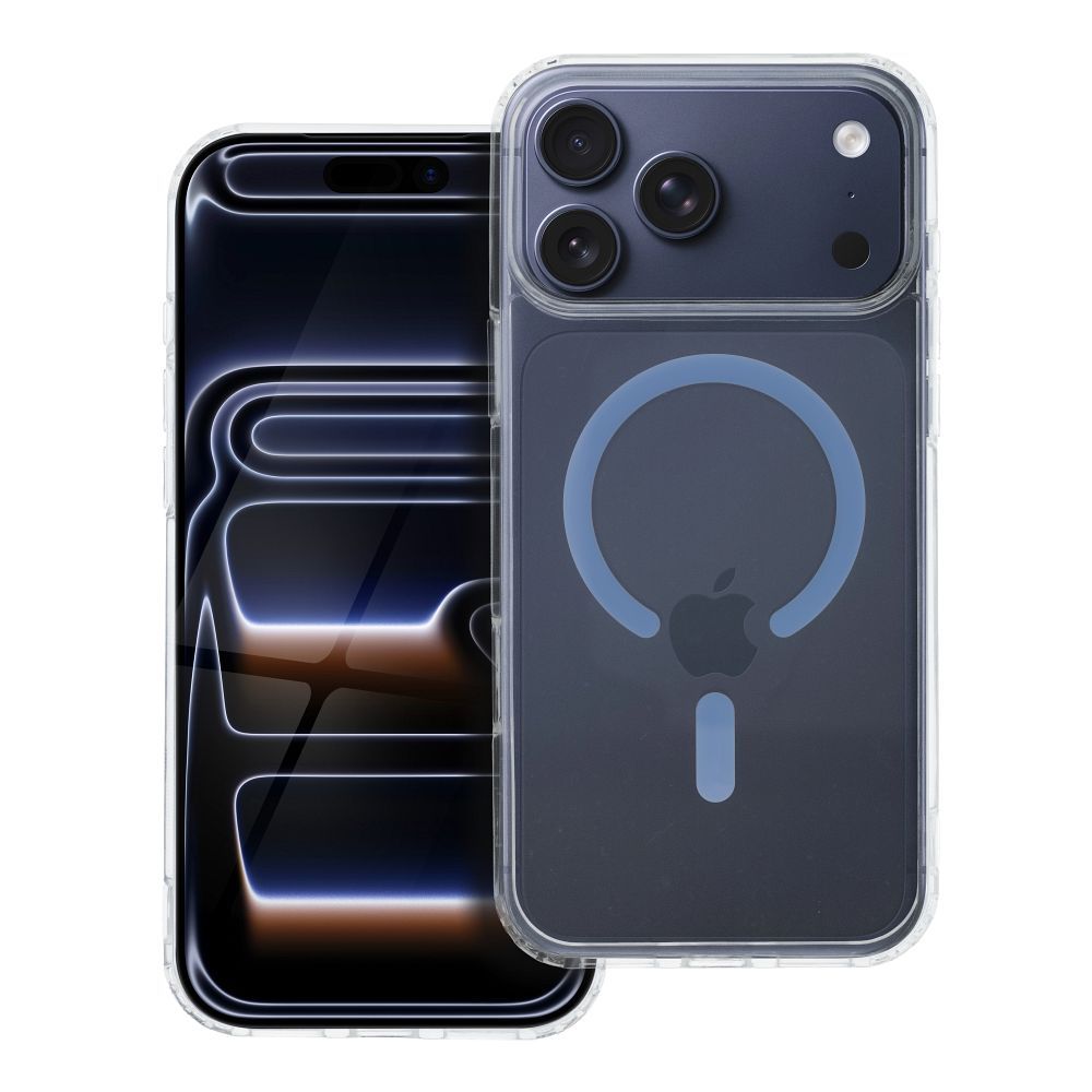 Suojakuori iPhone 17 PRO MAX:lle Drop Glue Colorful Ring Mag Cover MagSafe-yhteensopiva vaaleansininen