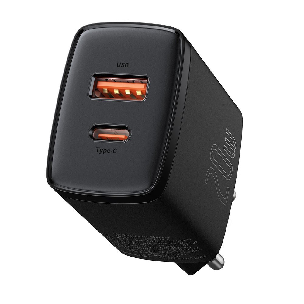 Laturi Baseus Compact Quick Charger 20W USB-C/USB-A musta CCXJ-B01