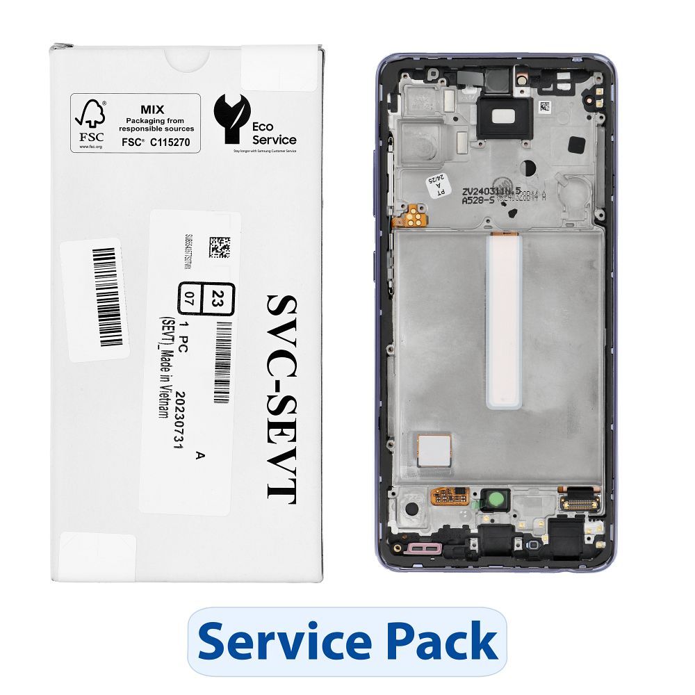 ServicePack LCD-näyttö SAMSUNG A52S 5G A528B GH82-26861C violetti