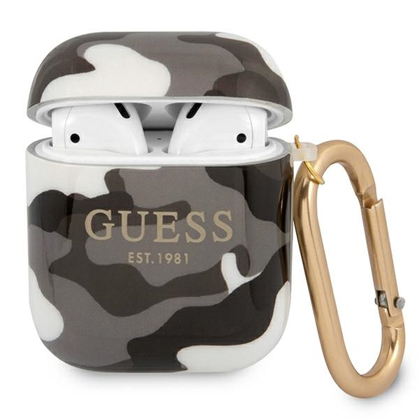Guess GUA2UCAMG AirPods-suoja musta/musta Camo Collection -mallisto