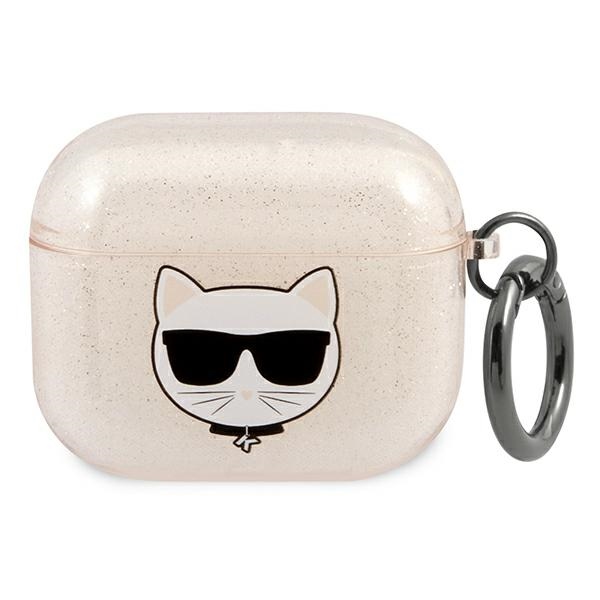 Karl Lagerfeld tapauksessa Airpods 3 KLA3UCHGD kulta Glitter Choupette