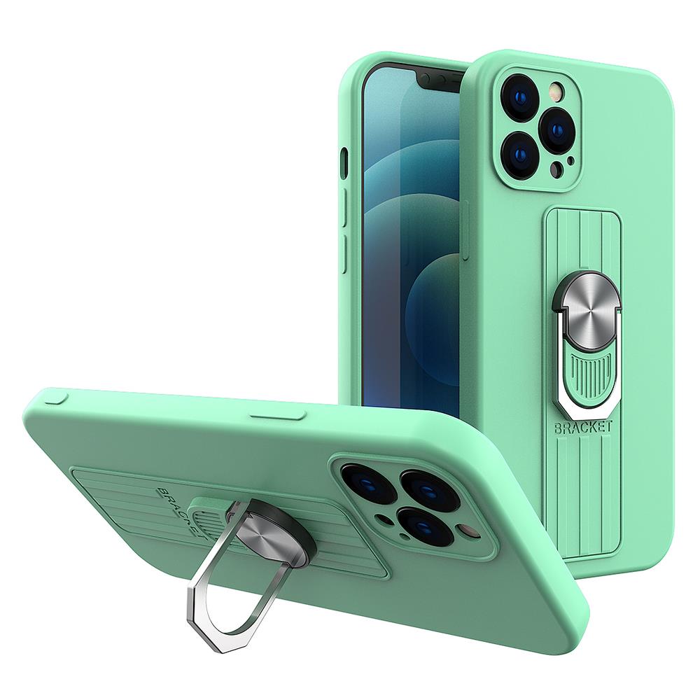 Ring Case silikoni kotelo sormikahva ja jalusta iPhone 11 Pro mintille