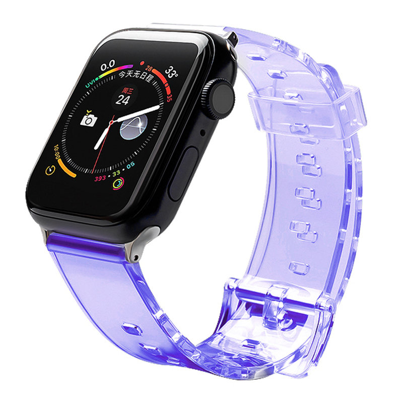 Silikoniranneke Rannekoru Rannekorun hihnan valo Apple Watch 42 / 44 mm - violetti - Violetti