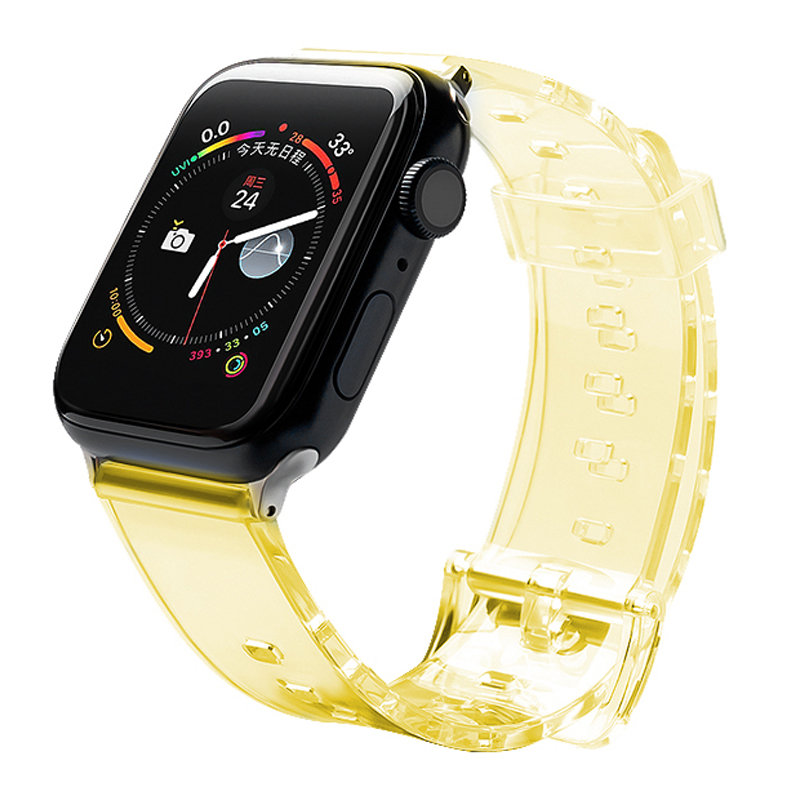 Silikoniranneke Rannekoru Rannekorun hihnan valo Apple Watch 42 / 44 mm - Keltainen