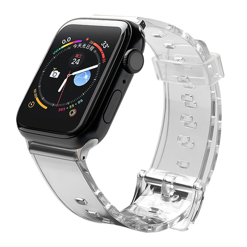 Silikoniranneke Rannekoru Rannekorun hihnan valo Apple Watch 38 / 40 mm - musta