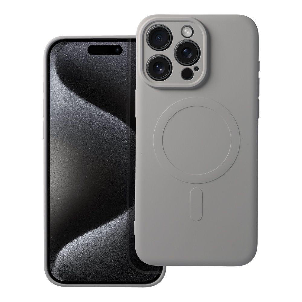 Silikoninen Mag Cover iPhone 15 PRO MAX:lle yhteensopiva MagSafen kanssa titaaninharmaa