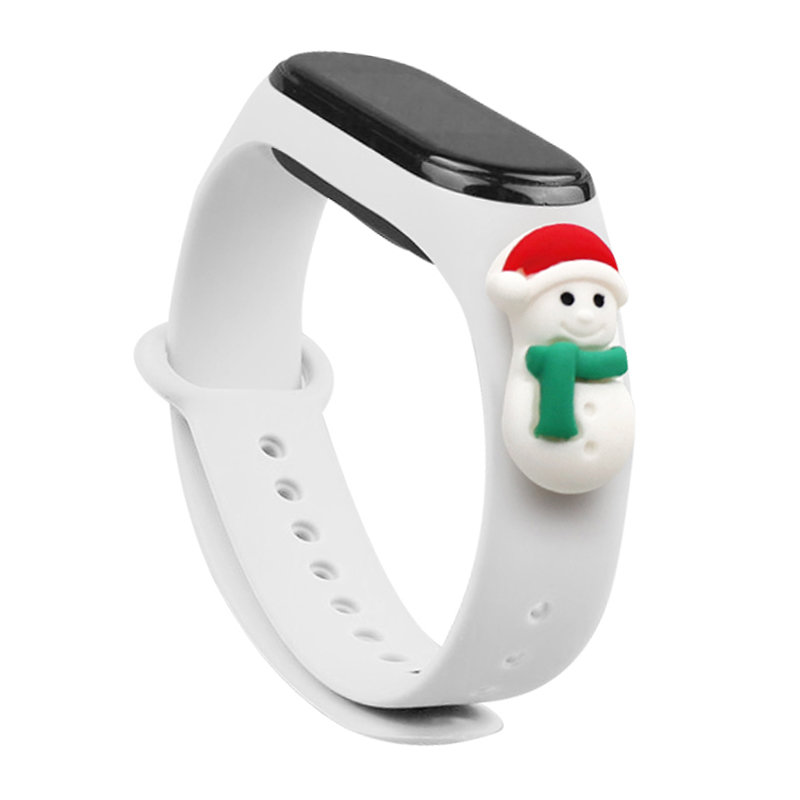 Hihna Xmas Xiaomi Mi Band 3 / 4 joulu Silikoni hihna rannekoru lumiukko - valkoinen