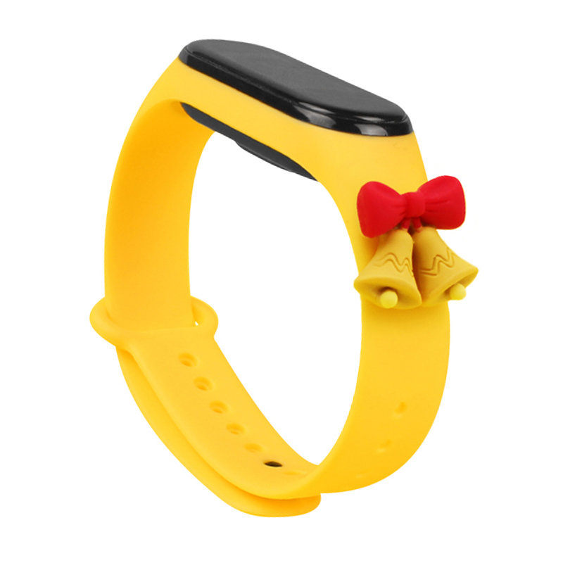 Hihna Xmas Xiaomi Mi Band 3 / 4 joulu silikoni rannekorun hihna kellot - keltainen