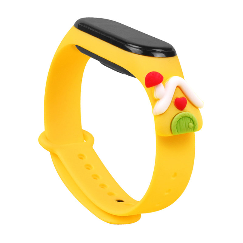 Hihna Xmas Xiaomi Mi Band 3 / 4 joulu Silikoni hihna rannekoru House - keltainen