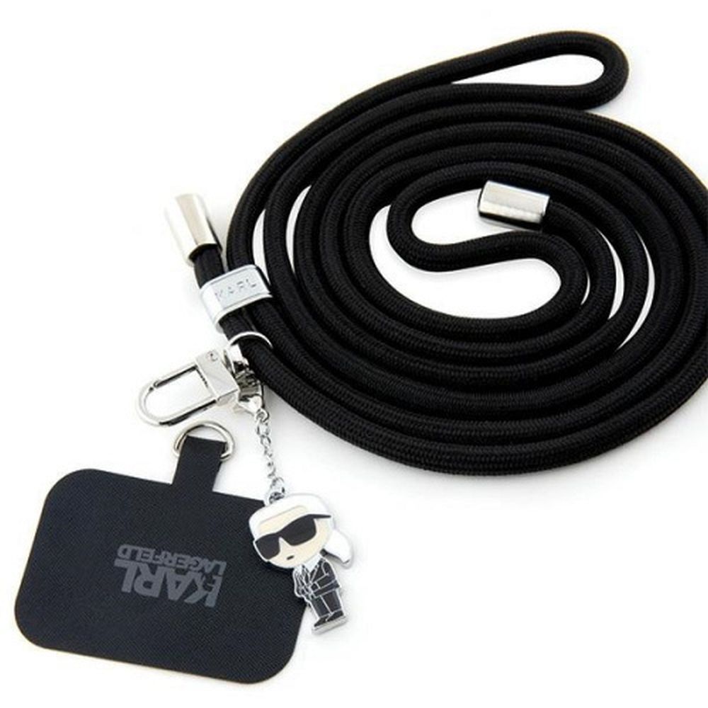 KARL LAGERFELD kellonranneke KLUCNMSCKIK (Crossbody Cord Ikonik) musta