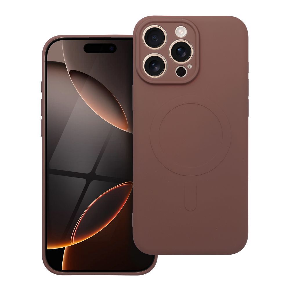 Silikoninen Mag Cover iPhone 16 PRO MAX:lle yhteensopiva MagSafen kanssa ruskea