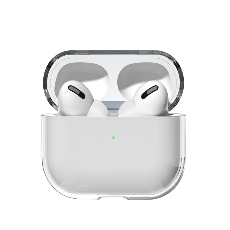 Kotelo AirPods 2 / AirPods 1 -kuulokkeille jäykkä, vahva, läpinäkyvä suojus kuulokkeille (kotelo A)