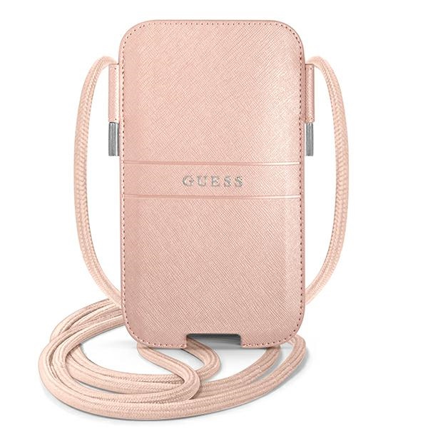 Guess Saffiano-hihna 6.1'' laukku - vaaleanpunainen