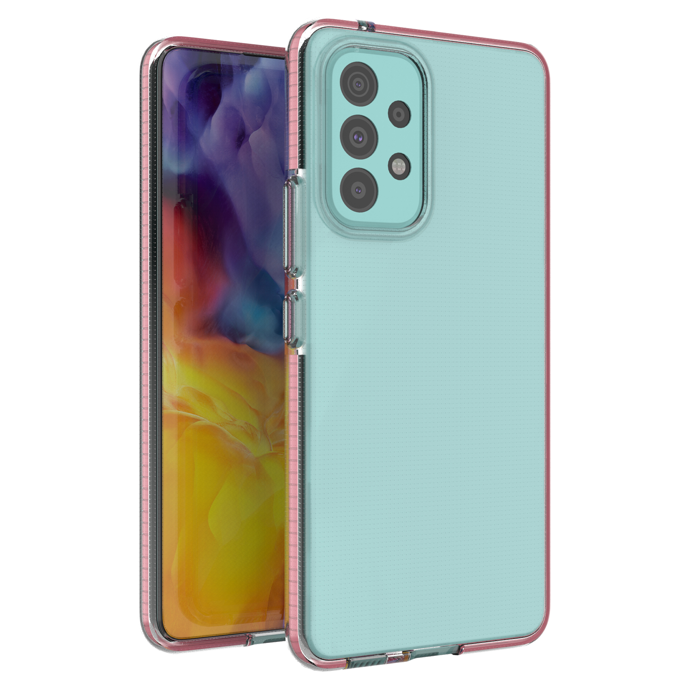 Spring Case kansi geeli TPU kansi värillinen kehys Samsung Galaxy A73 vaaleanpunainen vaaleanpunainen