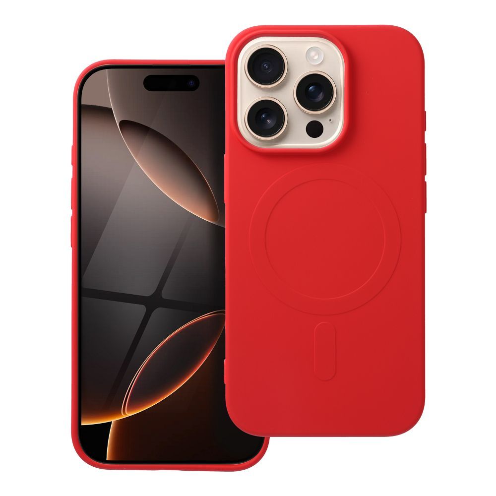Silikoninen Mag Cover iPhone 16 PRO:lle yhteensopiva MagSafen kanssa (iso reikä) punainen