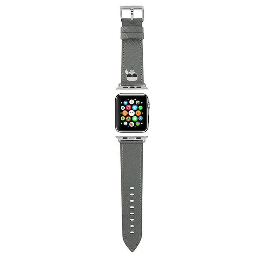 KARL LAGERFELD silikoninen kellonranneke Apple Watch KLAWLOKHG (SAFFIANO KH 42 / 44 mm) hopea