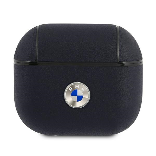 BMW Aitoa nahkaa Silver Logo Case for AirPods 3 - laivastonsinistä