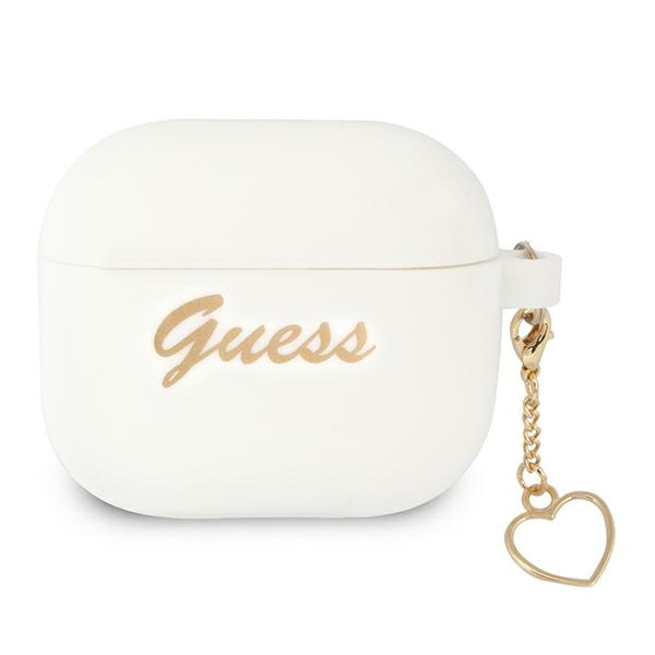 Guess GUA3LSCHSH AirPods 3:n suojus valkoinen/valkoinen Silikoni Charm Heart Collection -mallisto