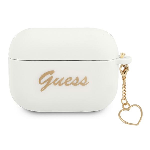 Guess GUAPLSCHSH AirPods Pro suojakuori valkoinen/valkoinen Silikoni Charm Heart Collection -mallisto