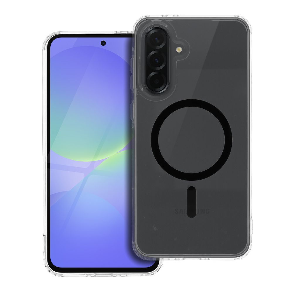Suojakuori Samsung A36:lle Drop Glue Colorful Ring Mag -kuori MagSafe-yhteensopiva musta