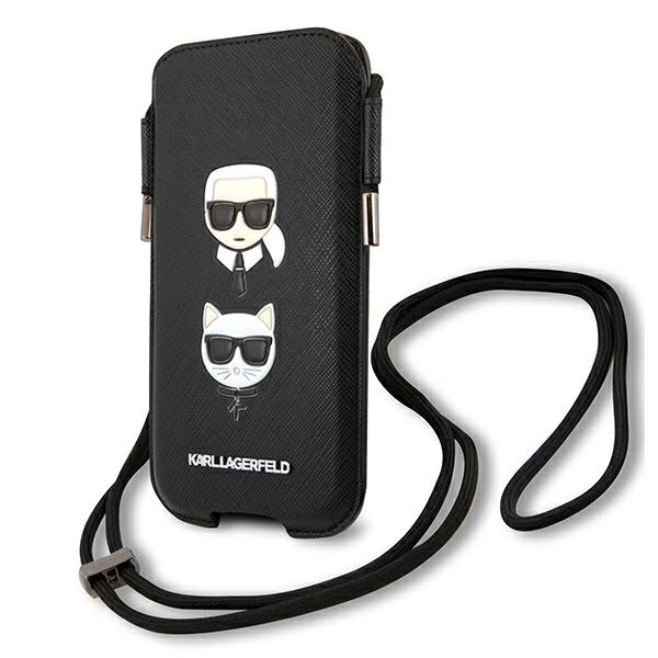 Karl Lagerfeld Saffiano Ikonik Karl&Choupette Head 6.7'' laukku - musta