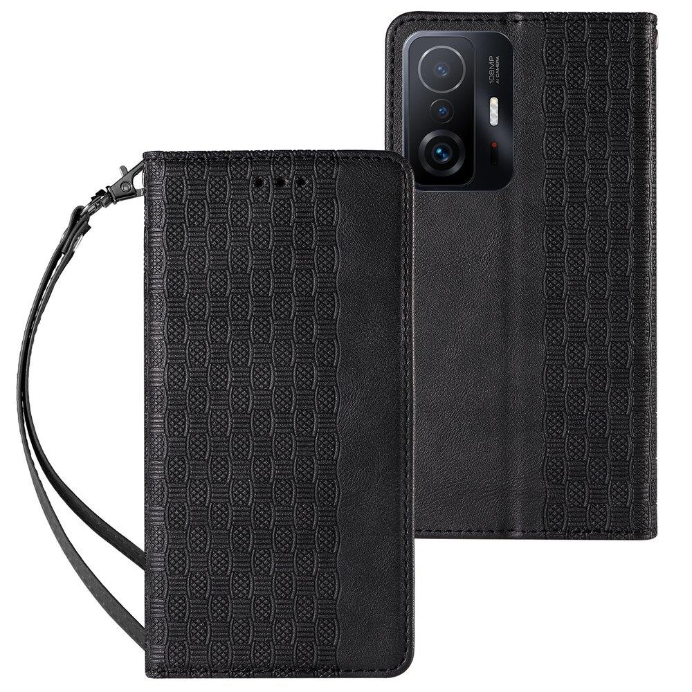 Magneetti hihna Kotelo Kotelo Samsung Galaxy A12 5G pussi lompakko + Mini Lanyard riipus Musta