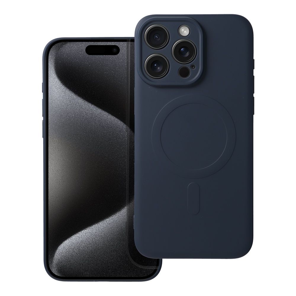 Silikoninen Mag Cover iPhone 15 PRO MAX:lle yhteensopiva MagSafen kanssa titaanisininen