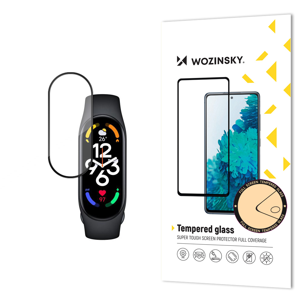 Wozinsky Full Glue Xiaomi Mi Band 7 musta karkaistu lasi
