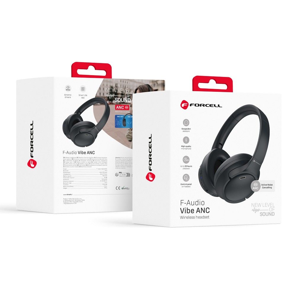 Langattomat on-ear-kuulokkeet Forcell F-Audio TWS Vibe ANC + TUYA APP musta
