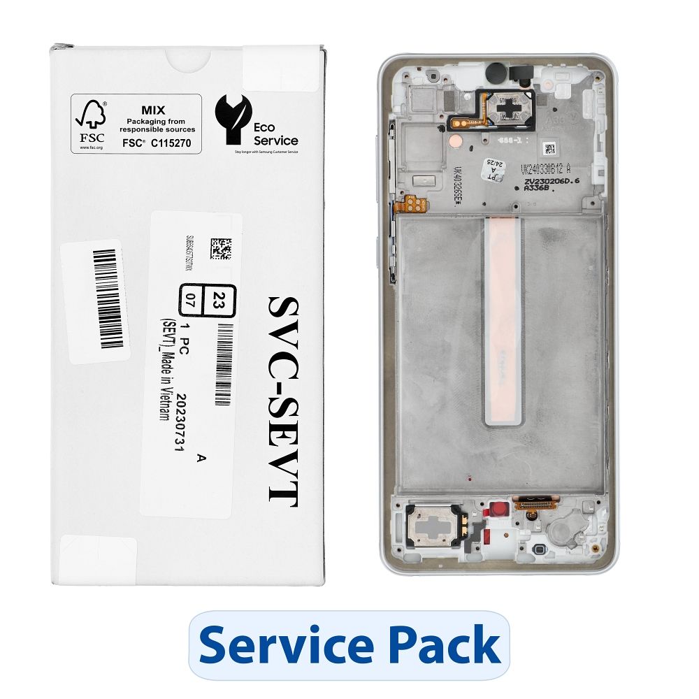 ServicePack LCD-näyttö SAMSUNG A33 5G A336B GH82-28143B valkoinen