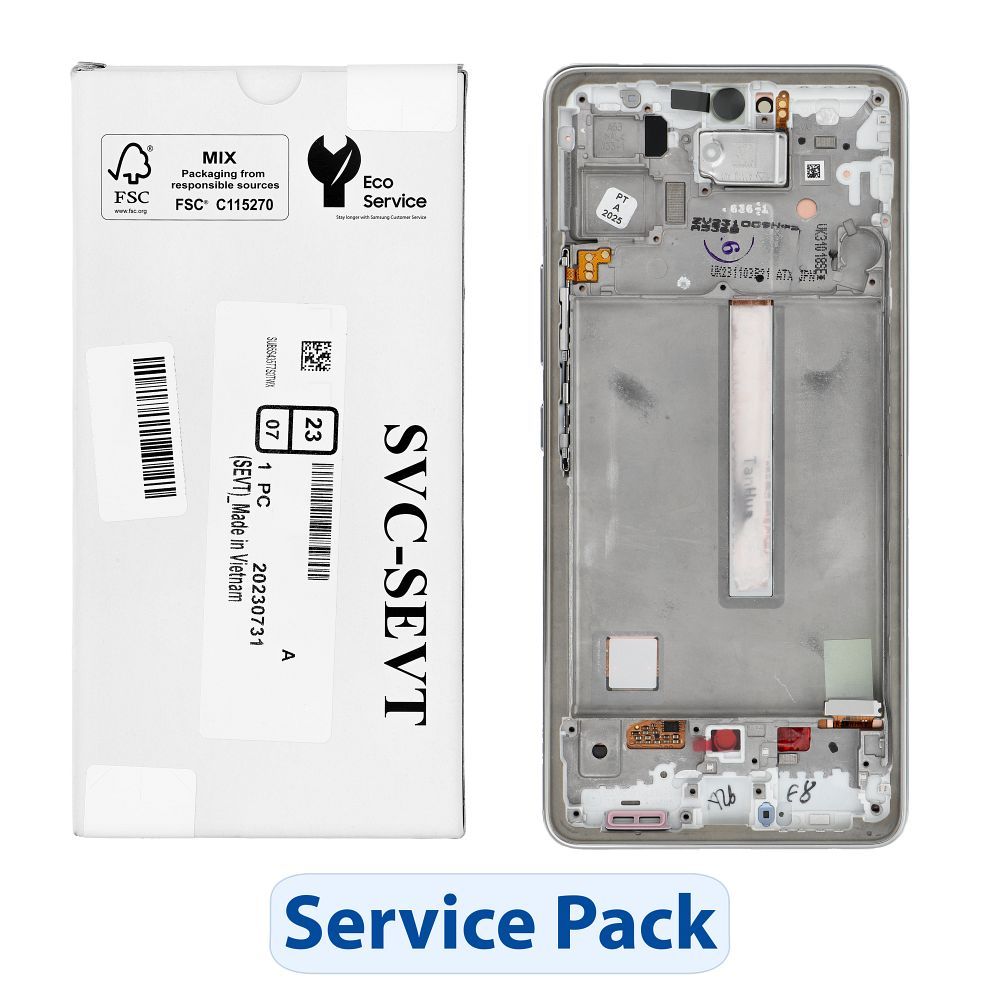 ServicePack LCD-näyttö SAMSUNG A53 5G A536B GH82-28024B valkoinen
