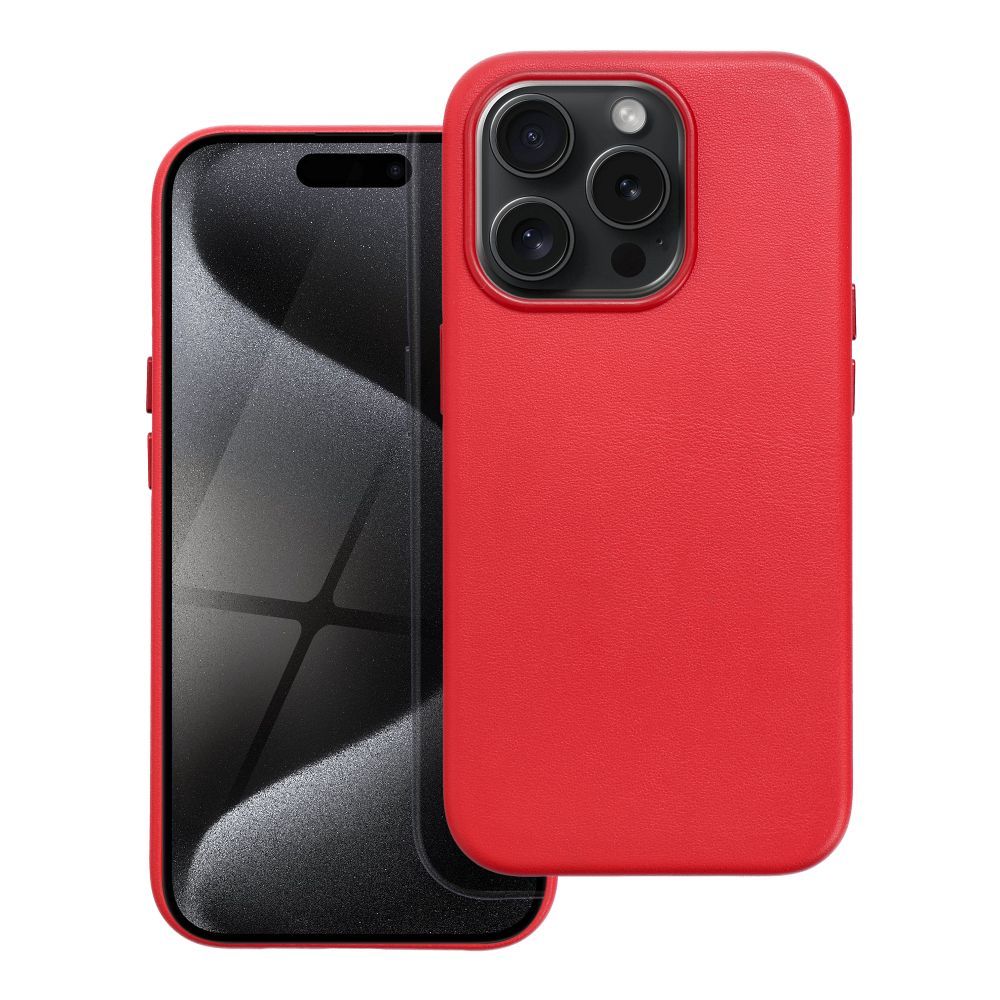 Case Leather Mag Cover (MagSafe) for iPhone 15 Pro red