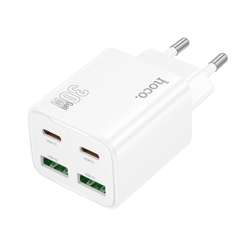 Phone charger Hoco 2 x USB C + 2 x USB A QC3.0 PD 3A 30W N56 white