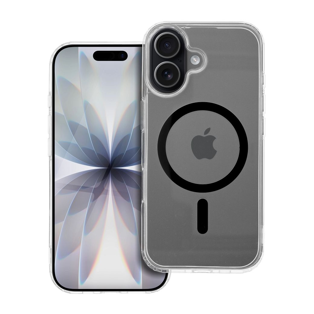 Suojakuori iPhone 17:lle Drop Glue Colorful Ring Mag Cover MagSafe-yhteensopiva musta