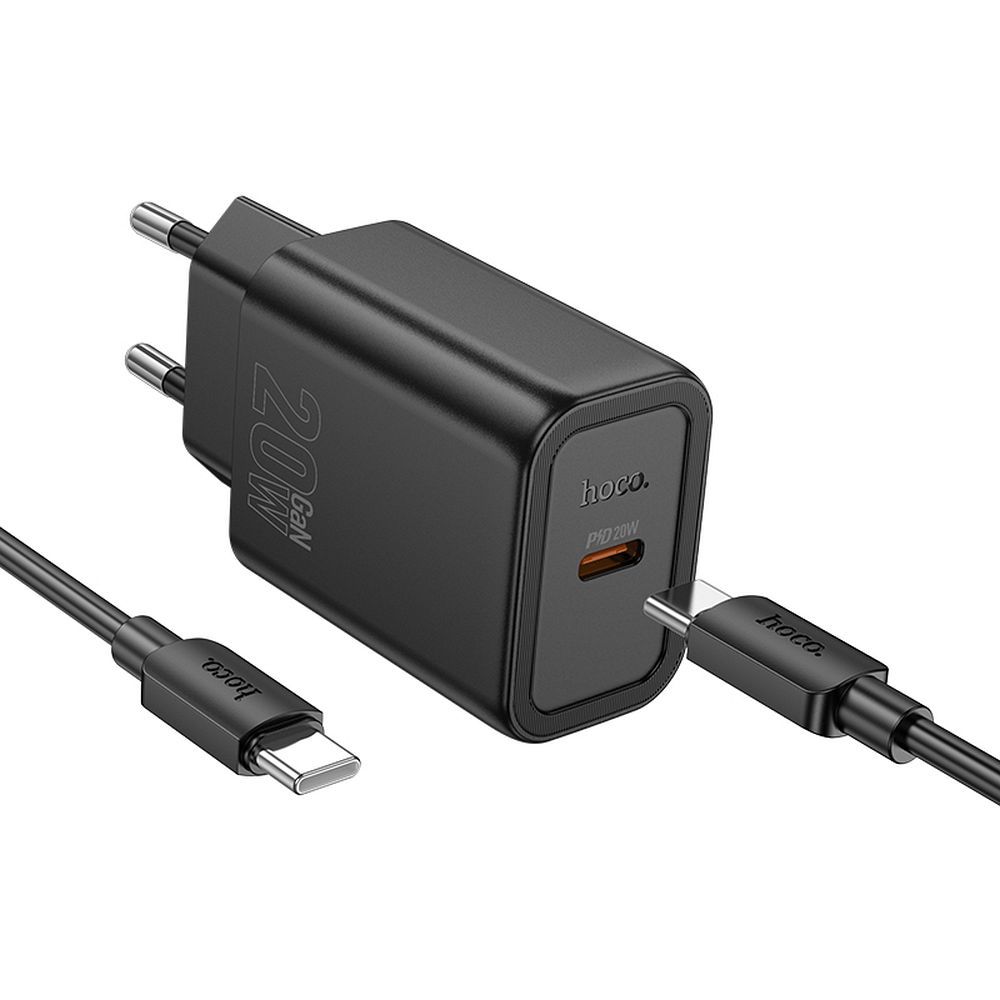 Puhelinlaturi Hoco USB-C QC PD 20W + USB-C - USB-C -kaapeli N60 musta