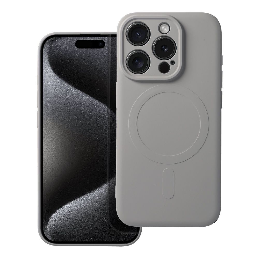 Silikoninen Mag Cover iPhone 15 PRO:lle yhteensopiva MagSafen kanssa titaaninharmaa