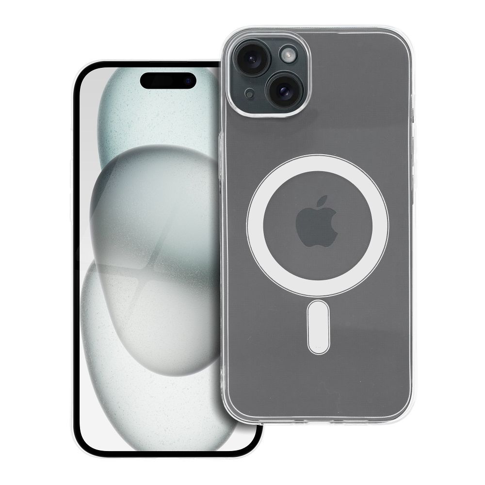 Suojakuori iPhone 15 PLUS:lle Clear Case 2 mm Mag Cover MagSafe-yhteensopiva (kamerasuoja) läpinäkyvä