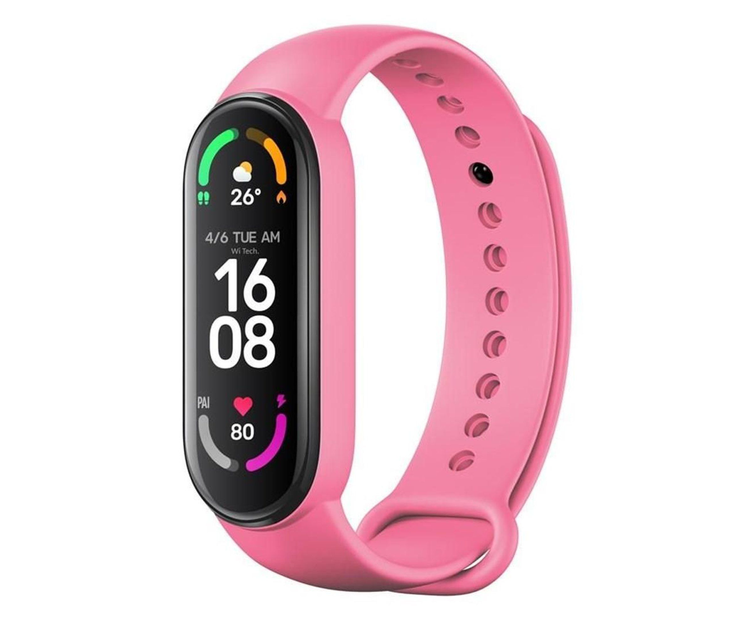 Silikoni ranneke Xiaomi Mi Band 5 / 6 / 7:lle vaaleanpunainen (37)