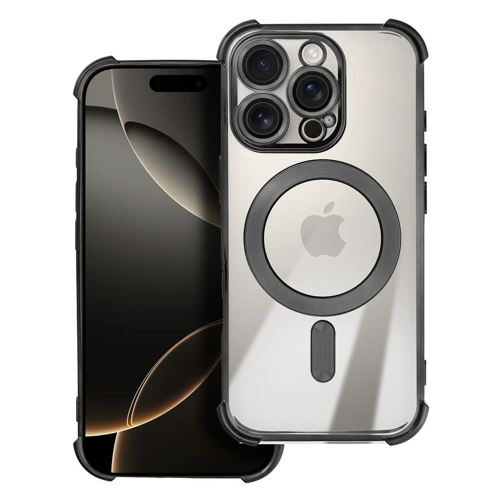 Suojakuori iPhone 17 PRO MAX:lle Antishock Electro MagSafe-yhteensopiva musta