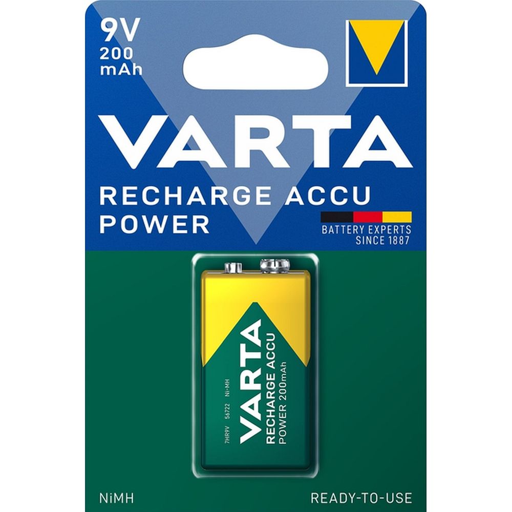VARTA ladattava paristo 9V 200mAh Accu Power 1 kpl