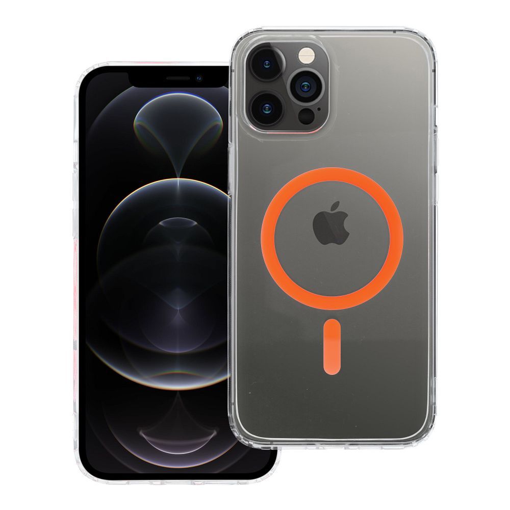 Suojakuori iPhone 12 PRO MAX:lle Drop Glue Colorful Ring Mag -kuori MagSafe-yhteensopiva oranssi